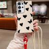 Love Heart Butterfly Print Stoßfeste weiche Handyhülle für Samsung S25 Ultra S24 FE S23 S22 S21 A16 A55 A56 A15 A36 Crossbody Rope Matte TPU Slim Cover