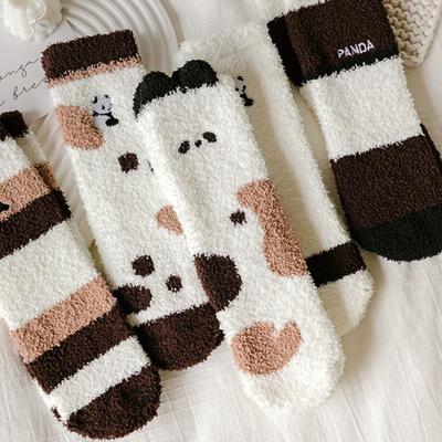 Fashion Cute Lady Harajuku Style Coral Fleece Mid Tube Socks Home Sleeping Socks Women Socks Floor Socks Autumn Winter Socks