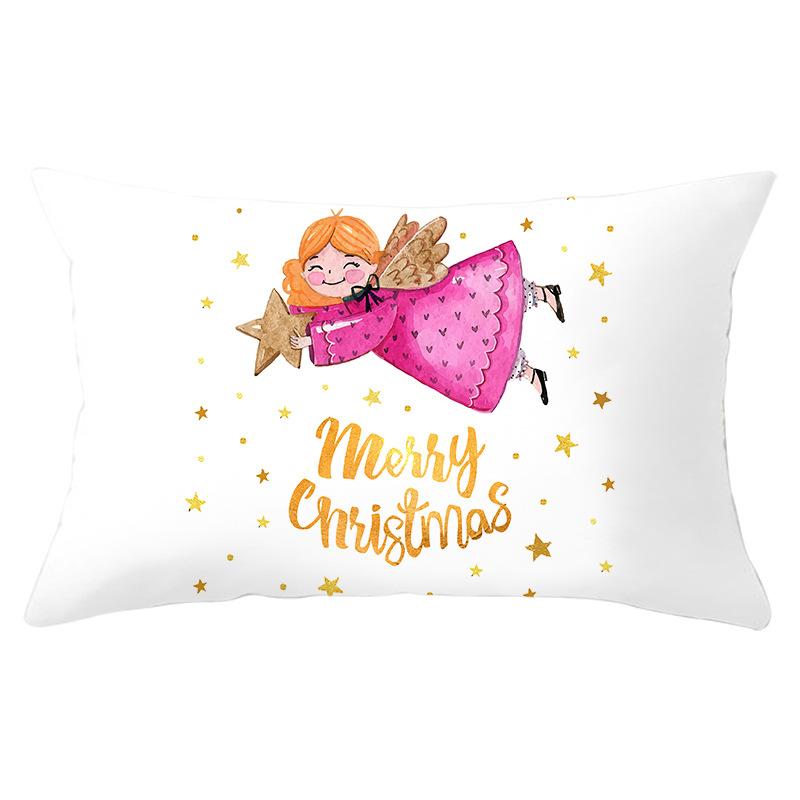 Simple Cartoon Print Series Christmas Waist Pillowcase Peach Skin Printed Pillowcase Home