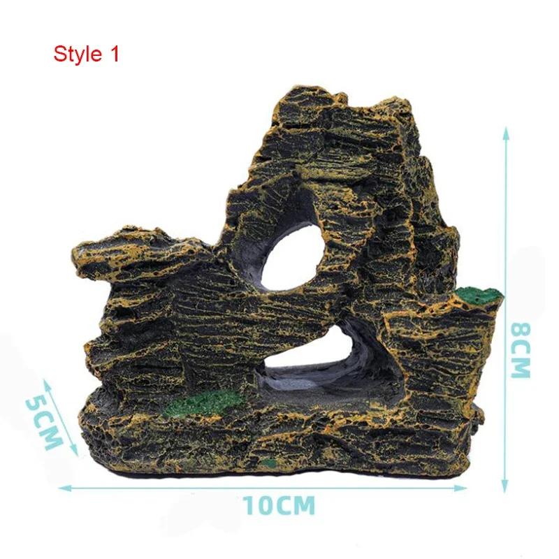 Small Aquarium Rockery Mountain View Rock Cave Stone Tree Fish Tank Ornament Decoration Aquarium Accessories Yellow Mountain