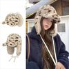 Warm Leopard Print Hats Thickened Baseball Cap Y2K Pilot Cap  Autumn Winter Women Headwear