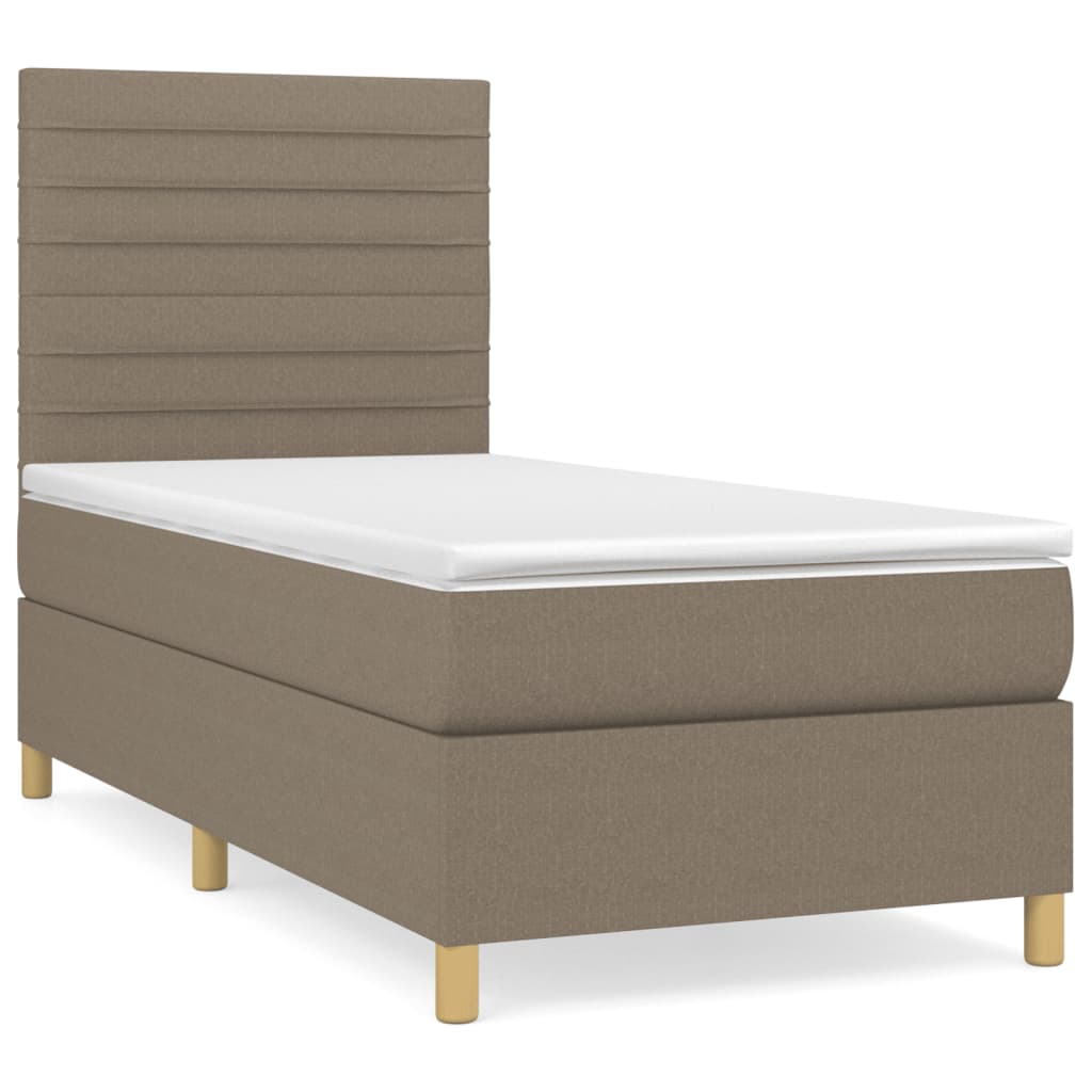 Box Spring Bed with Mattress Taupe 90 x 190 cm Fabric