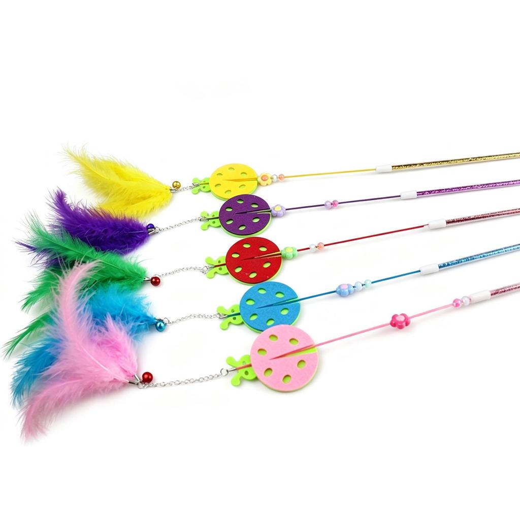 Bite-Resistant Feather Cat Teaser with Bell - Long Handle Toy for Self-Entertainment and Boredom Relief