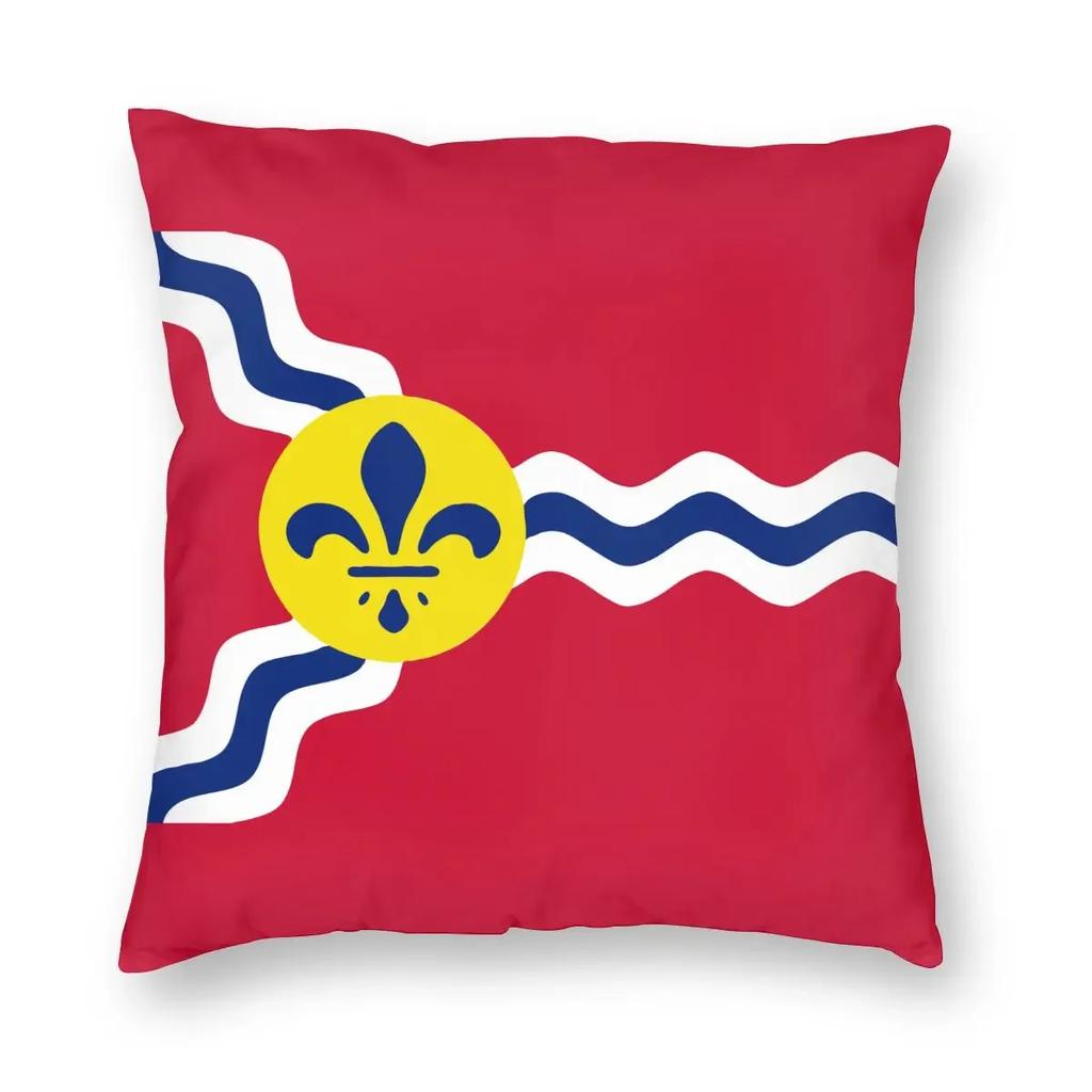 Flag Of St. Louis Square Pillow Case Cushions for Sofa Fleur De Lis Lily Flower Symbol Novelty Cushion Covers