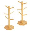 2Pcs Wooden Mug Hanging Display Rack Drinkware Shelf With 6 Hooks Tree Shape Coffee Tea Cup Storage Holder Stand Tumbler Holders