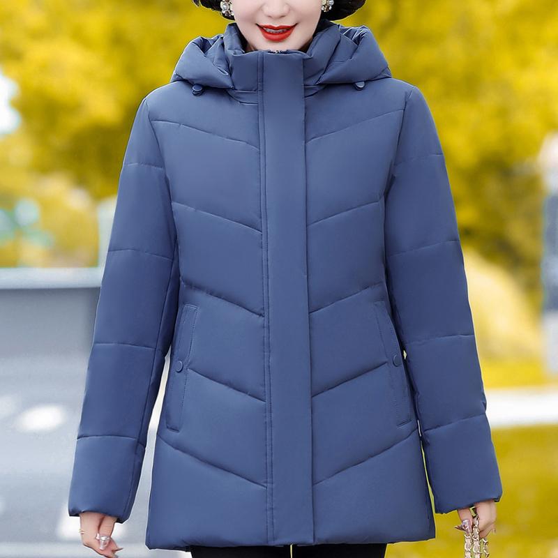 Middle Age Women's Down Coats Winter Vintage Prakas Hooded Plus Size Elegant Thick Warm Puffer Jackets Woman  Outerwears