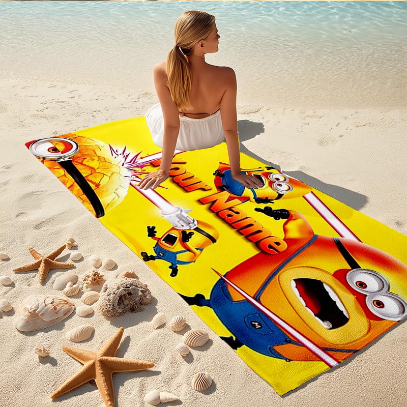 Custom 1Pc Despicable Minions Print Beach Towel Quick Dry Multiuse For Beach Pool Gym Yoga Home Travel Christmas Halloween Xmas Gift Q173