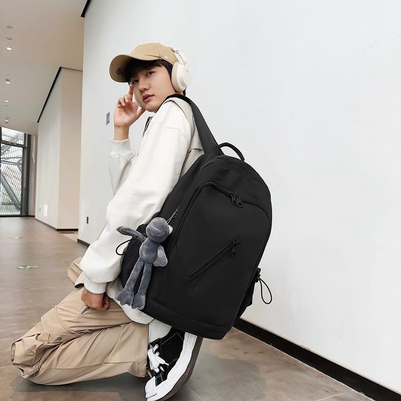 Schoolbag High-end Large-capacity Backpack Men's Backpack Versatile Solid Color Schoolbag Female College Student Junior High School Backpack Tide