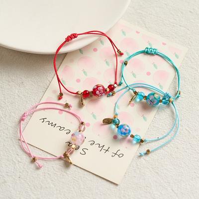 Luminous Glazed Flower Red Rope Bracelet Weaving Simple and Versatile Men's Jewelry Gift Bracelet Origin