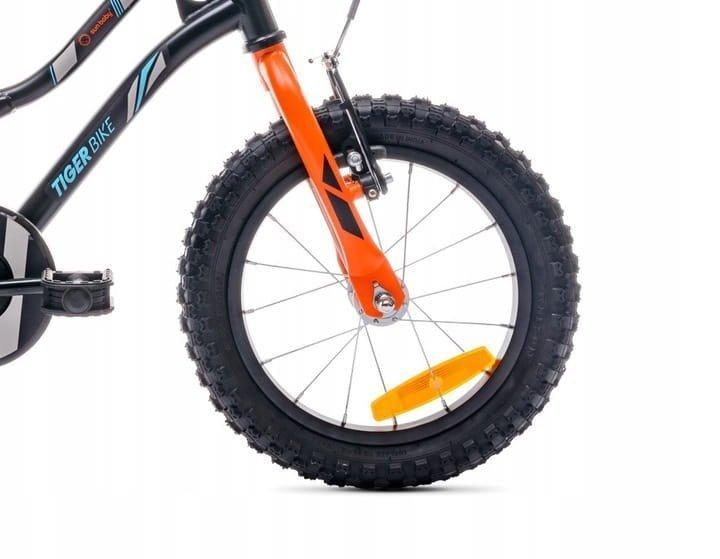 Children's Bicycle 14 Inches For a Boy Guide Side Wheels Bell Tiger Bike Black Orange Sun Baby