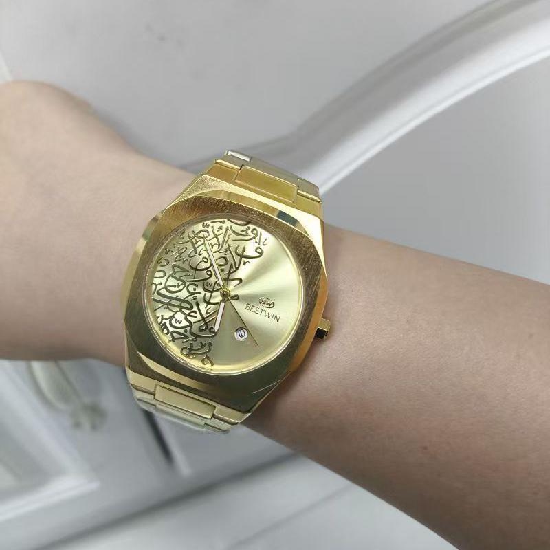 Herren Golduhren Top Marke Luxus Edelstahl Uhrenarmband Hohe Qualität Herrenuhr Kreatives Design Datum Armbanduhr