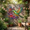 Weather Resistant Iron Art Bird Wall Hanging Hand Painted Iron Hanging Decor  Outdoor Garden