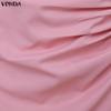 VONDA Elegant Women Ruffled Zip-up Waist Side Splits Irregular Casual Party Skirts Dress
