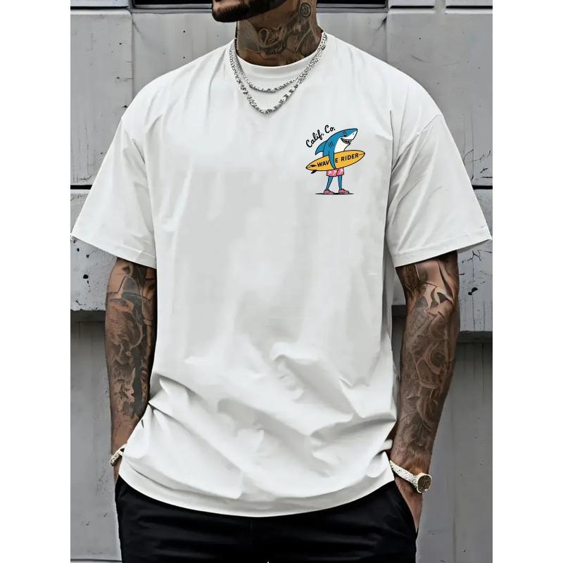 California Surf Doppel-Seiten-Druckmuster Herren Mode Trend T-Shirt, für Zuhause Tägliche Freizeit und Outdoor Fitness Sport, Wesentlich,ÜBERGRÖSSE