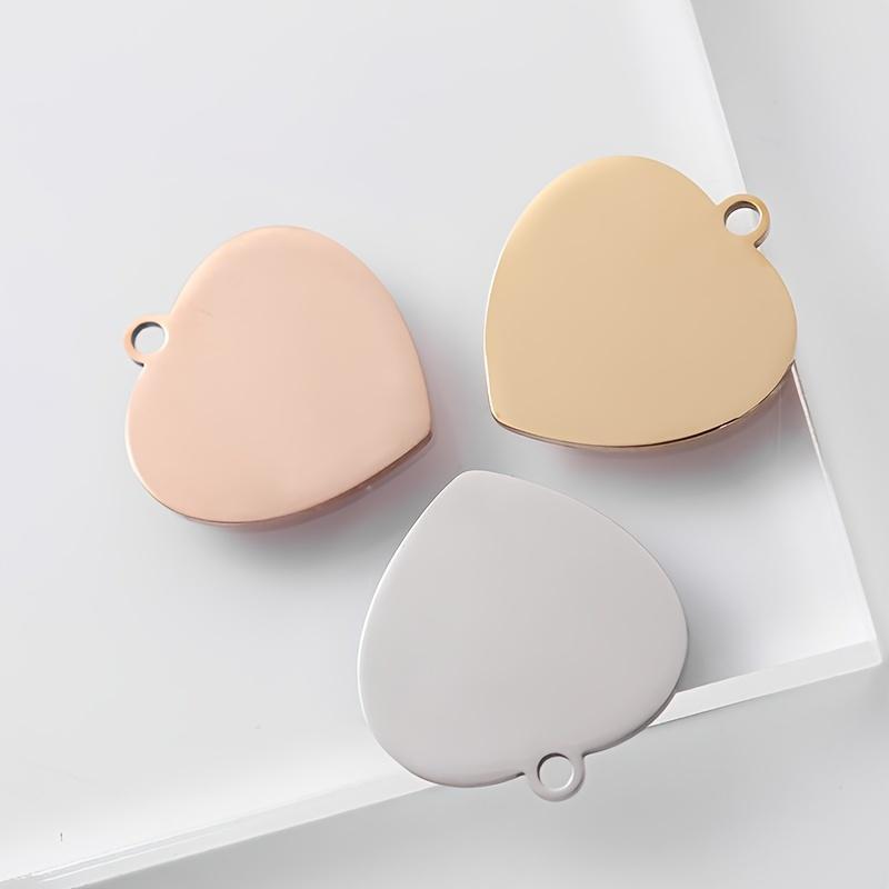 WTEMPO 2 szt. Stal nierdzewna Gładki wisiorek w kształcie serca Pusty tag w kształcie serca DIY Brelok + Łańcuszek na klucze Możliwość grawerowania Walentynki Pamiątkowy prezent
