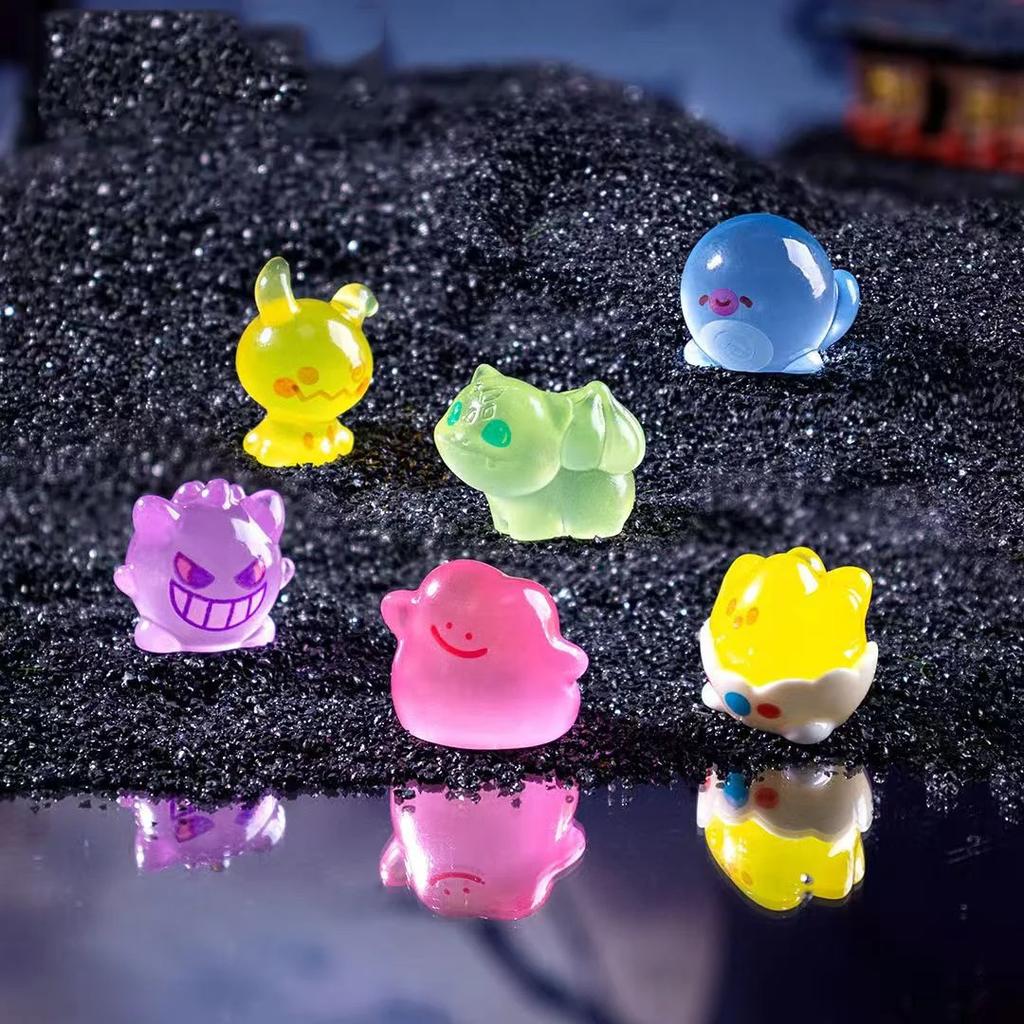 6Pcs/Set Pokemon Pikachu Anime Figures Cute Gengar Bulbasaur Luminous Toys For Children Kawaii Ornament Collection Charm Gift