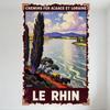 Vintage Le Rhin The Rhine Chemins Fer Alsace Et Lorraine Railways Metal Tin Sign, River Scene Horse-Drawn Wagon Wall Art for Hom