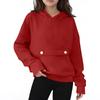 Children's Oversized Pullover Long-Sleeve Hooded Sweatshirt With Button Pockets In Solid Color