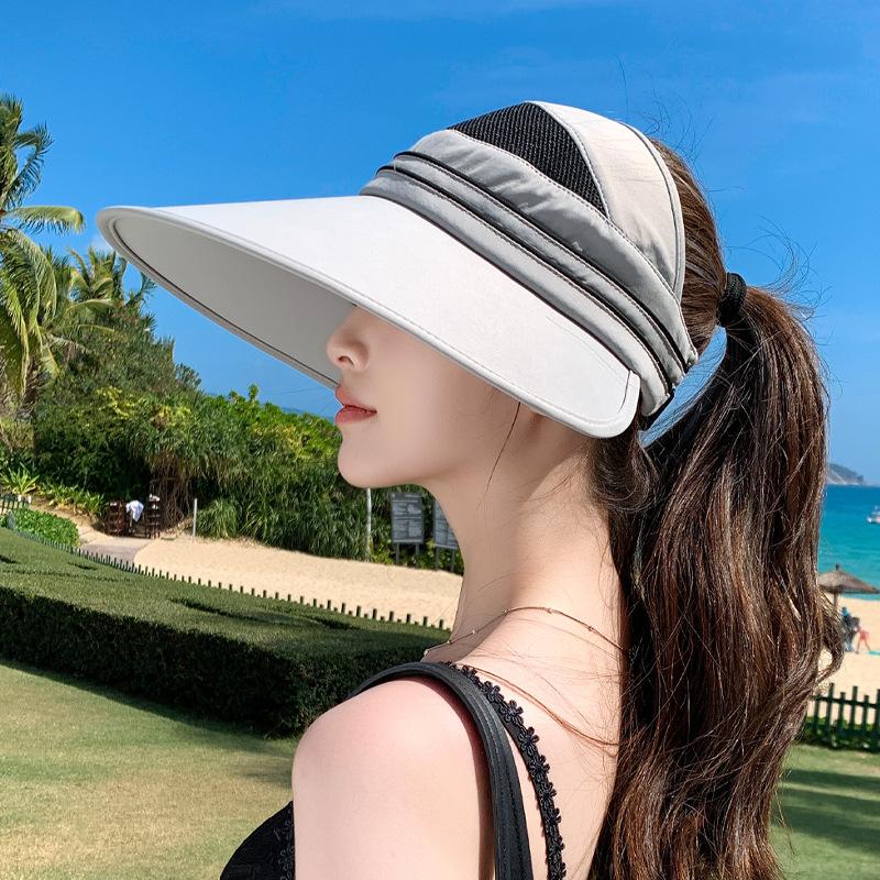 Summer eaves breathable sun hat children outdoor cycling sun hat versatile fashion show face small empty top hat