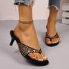 Fashion New Black Rivets Studded High Heel Sandalen Women Summer Flip Flop Sandals Sexy Thin Heels Shoes Designer Slippers