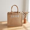 Vintage Linen Bag with Letter Print - Casual Shoulder Handbag for Women