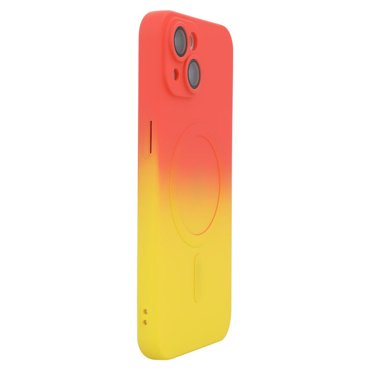 

ENAKY HAT PRINCE For iPhone 13 Magnetic Phone Case Tempered Glass Lens Protector Orange+Yellow