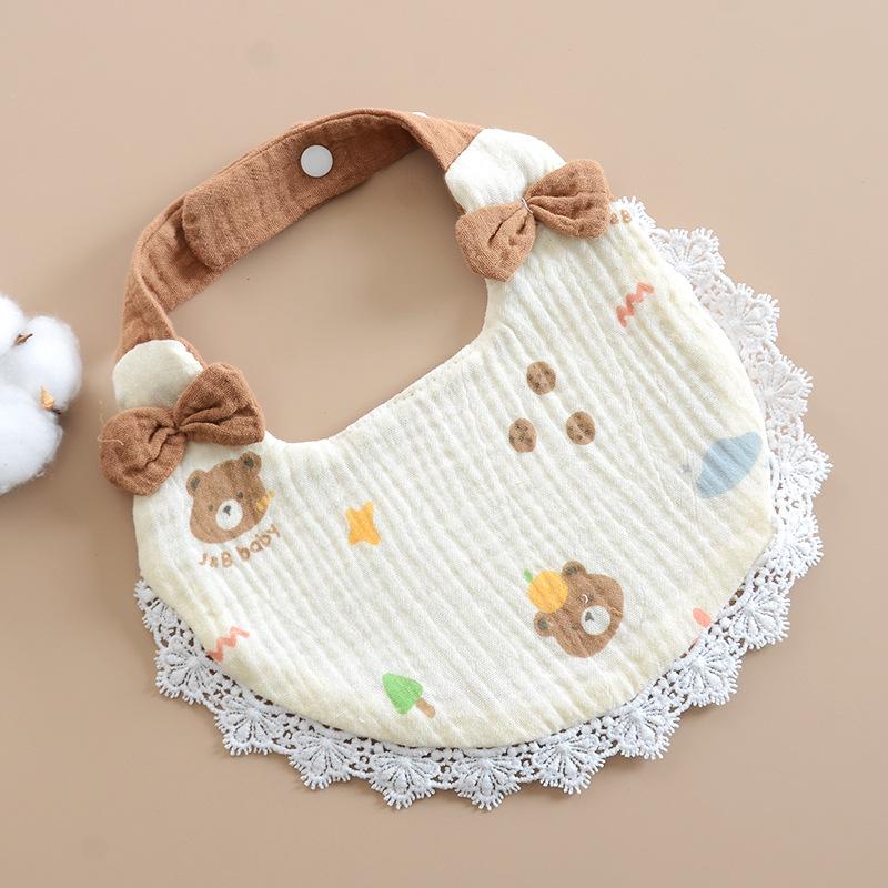 1pc New Baby Bibs Girls Lace Bow Cotton Soft Gauze Feeding Bib 1pc Burp Cloths Kids Accessories for Infant Toddler