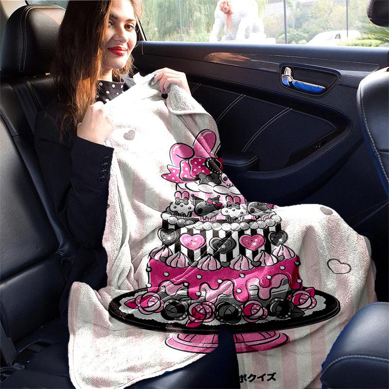 1pc Cake Kuromi Blanket, Soft Throw for Home Decor, Gift Idea, Living Room, Travel, Camping, Car Blankets, Beach, Office Naps, Suitable for All Season