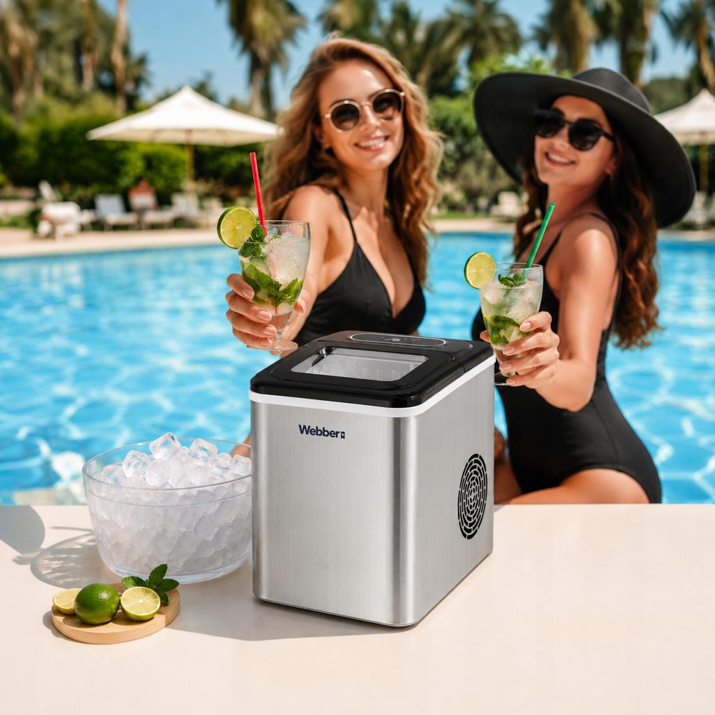 Ice Maker Webber Ruka Im-002 Inox 13Kg 165W 2 Cube Sizes 1.5 L