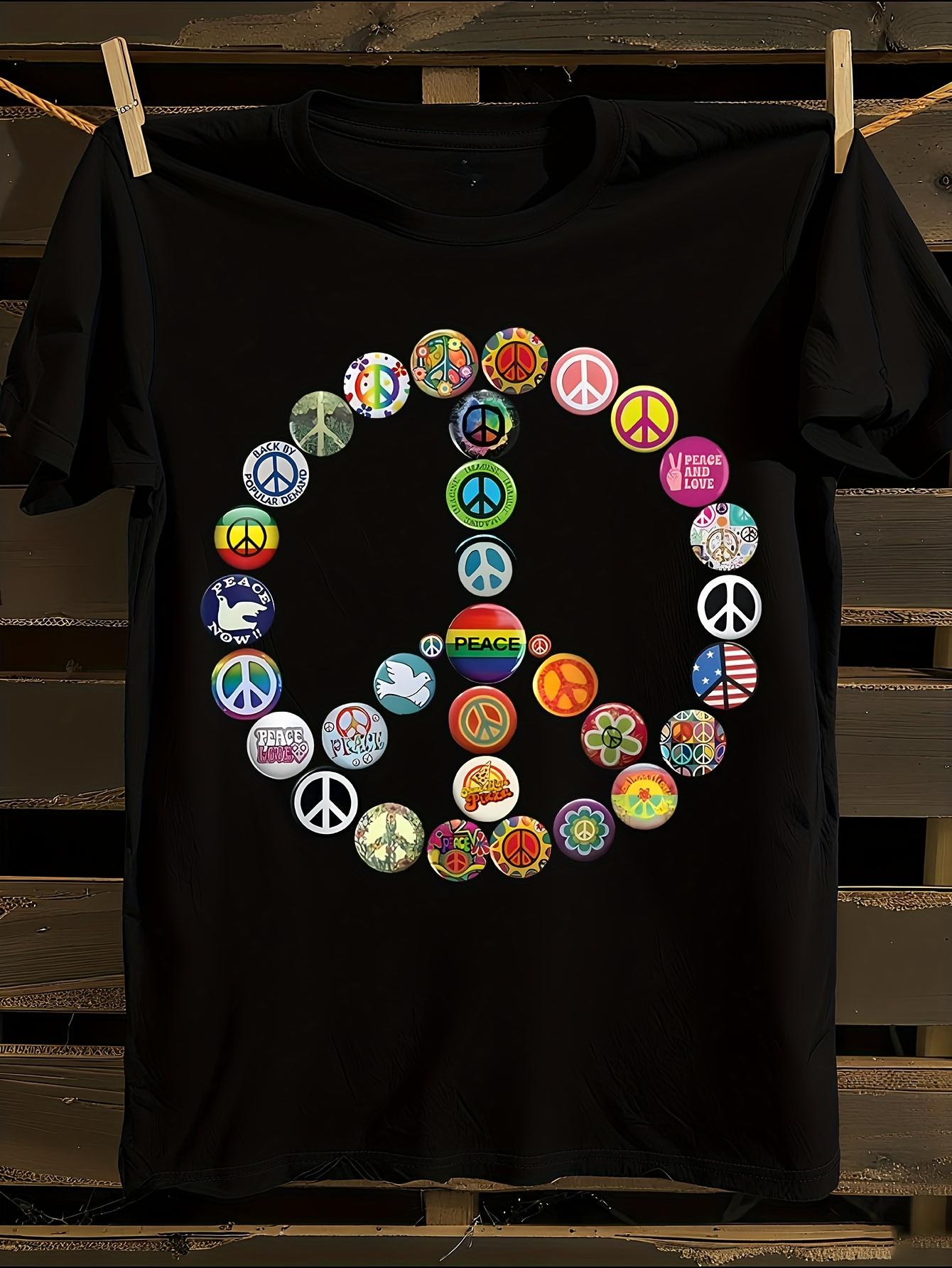 Vintage 1960s Hippie Peace Symbol T-shirt S