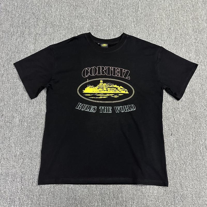 Corteiz Alcatraz Series T-shirt Short-sleeved Letter Logo Printed Men's and Women's Double Yarn Fashion Casual Short-sleeved Tide