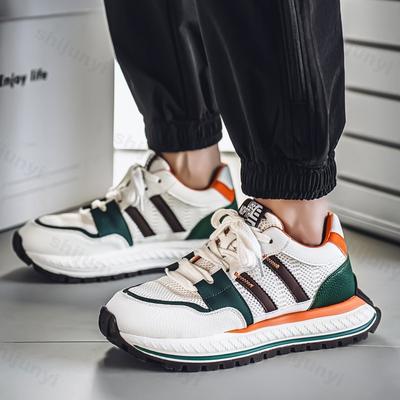 Mode 2025 Frühling Neue Herren Freizeitschuhe Modetrend Dicksohlige Bequeme Sportschuhe Farbblockiert Vielseitige Plateau-Sneaker