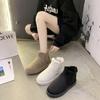 Winter Footwear Round Toe Flat Heel Boots Women Fashion Snow Boots Low-heeled Non-slip Ladies Bare Boots Slip-on