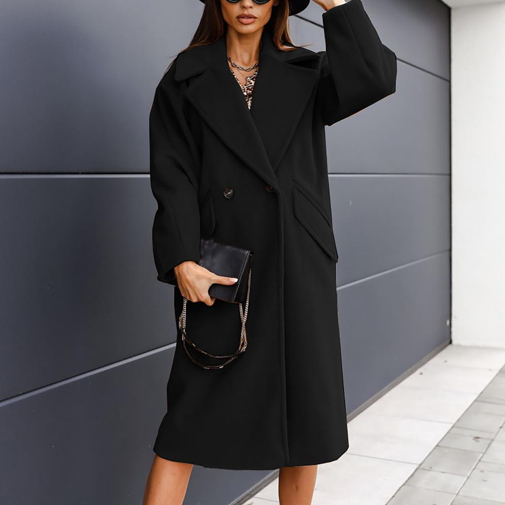 Women's Autumn And Winter Long-Sleeved Suit Collar Double-Breasted Neko Jacket
