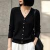Spring/Autumn Korean V-neck Bamboo Texture Cardigan: Women's Long Sleeve Versatile Jacket