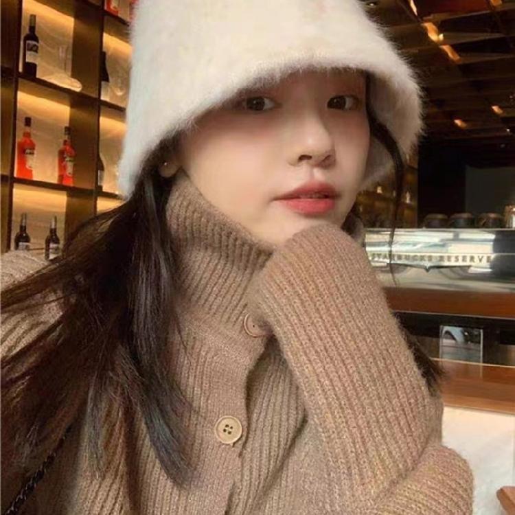 Warm Furry Plush Fisherman Hat for Women Girl Autumn Breathable Solid Color Bucket Hat for Winter Activity Headwear