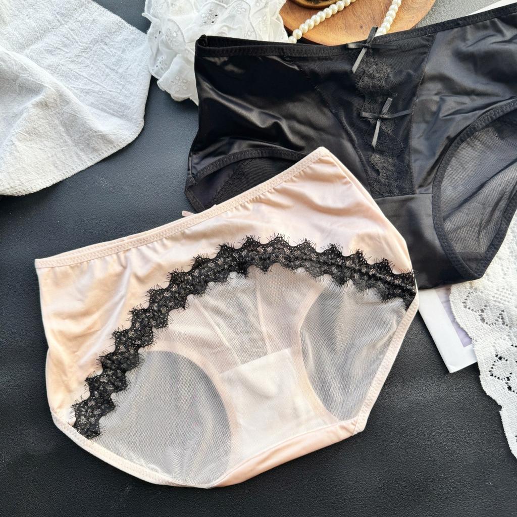 Ladies Summer Lovely Sexy Eyelash Style Satin Ice Silk Mesh Briefs