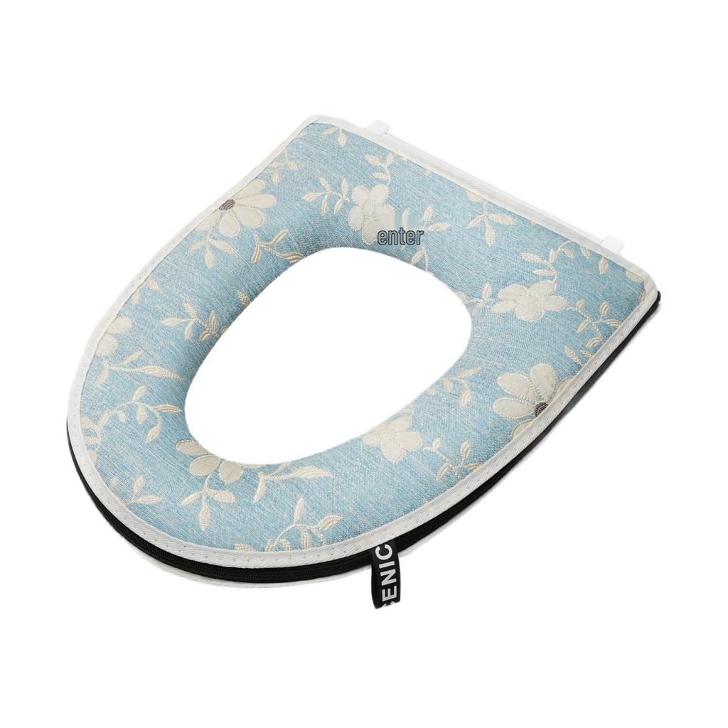 Breathable Cotton Linen Washable Toilet Seat Cover with Handle and Zipper - Universal Fit and Skin-Friendly