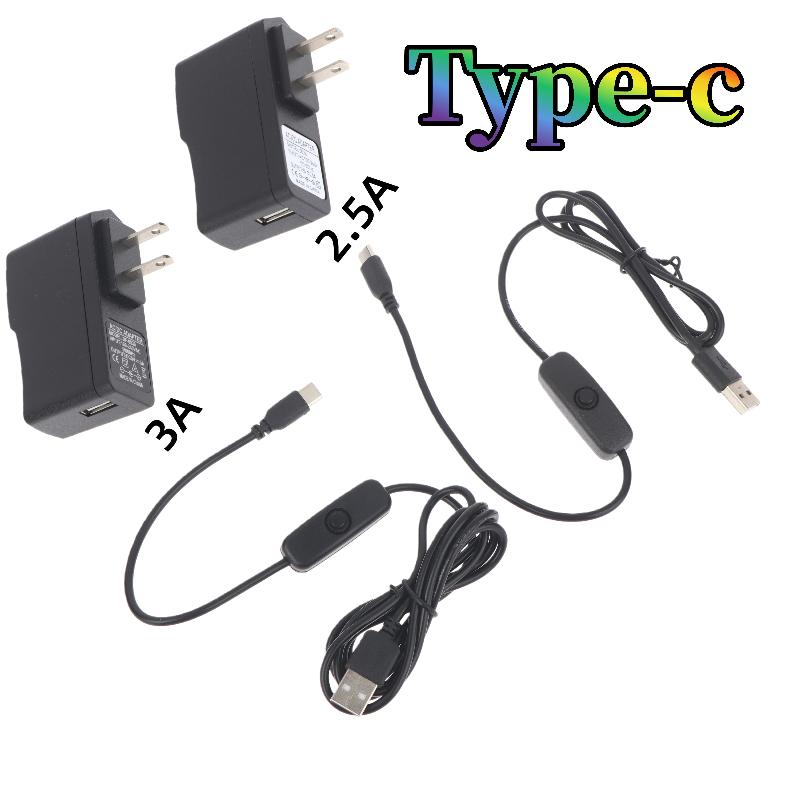 1/2/3 Pcs USB C Extension Cable For Raspberry Pi 3 4 Power Switch USB Male To Type C Male Adapter With On/Off Phone Laptop Parts