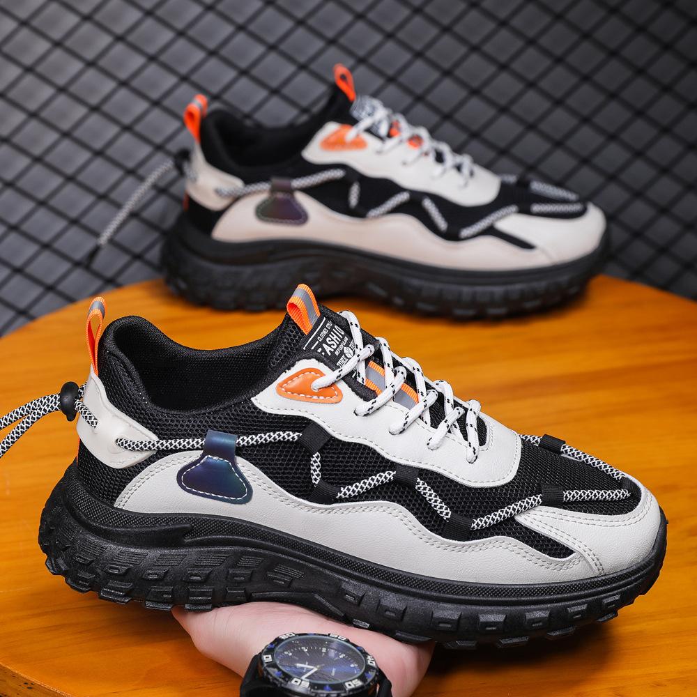 

Foreign trade men s shoes, spring new lace-up sports and leisure shoes, platform dad shoes, breathable low-top lightweight student shoes 44