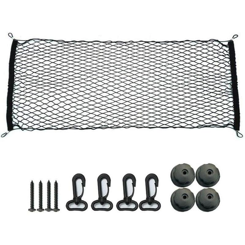 Car Nylon Elastic Mesh Cargo Net Luggage Storage Pocket Organizer Rear Back Cargo Trunk Storage Organizer Car Accessories Plum Button Screws