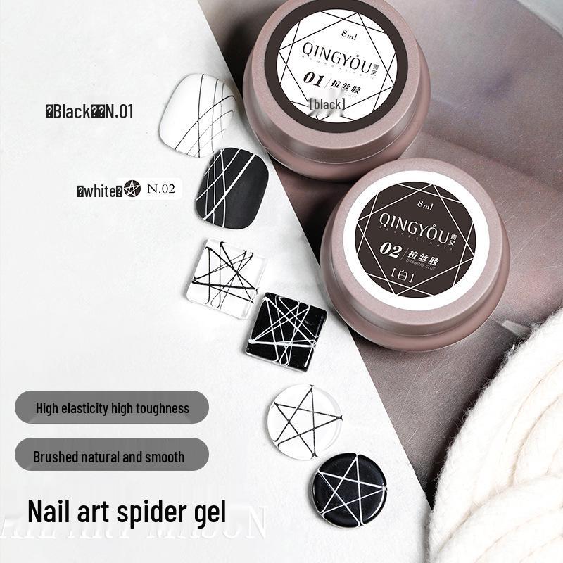 

Japanese 3D Nail Art Elastic UV Gel - Black & White High-Toughness Metal Painting Gel