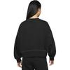 Nike Sportswear Swoosh Logo Embroidered Loose Knit Cropped Pullover Sweatshirt Women Tops Black DO7212-010