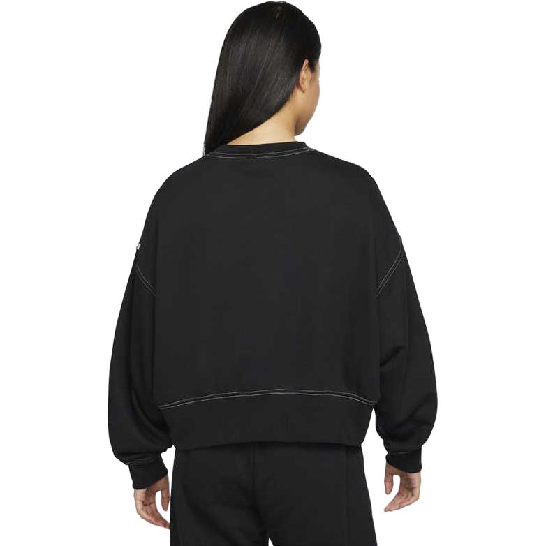Nike Sportswear Swoosh Logo Embroidered Loose Knit Cropped Pullover Sweatshirt Women Tops Black DO7212-010