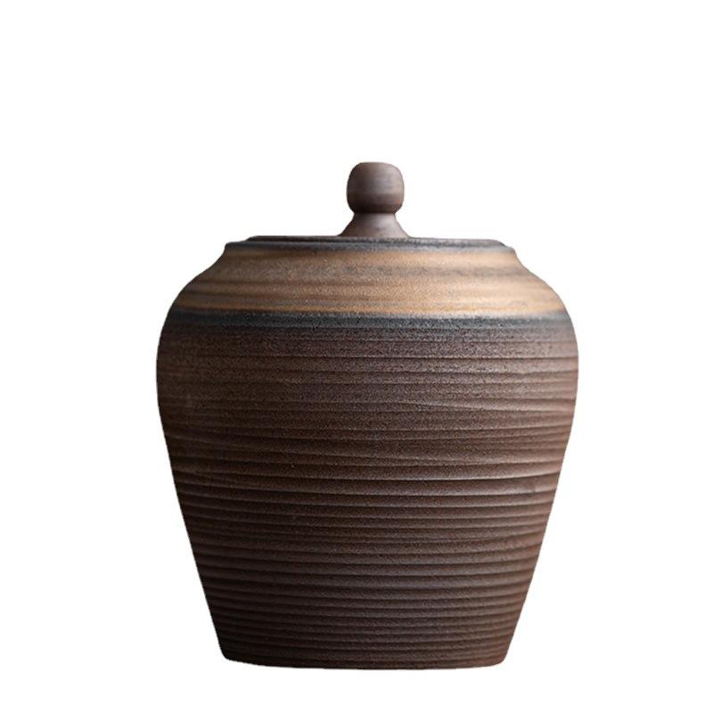 European Ceramic Sealed Jar Stoneware Tea Jar Vintage Candy Nut Coffee Bean Medicinal Herb Storage Bottle Household Jewelry Box