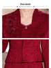 2025 Autumn Collection Wine Red Qipao Dress - Elegant Two-Piece Wedding Banquet Outfit