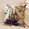 The Retro Age Of Navigation Cushion Cover Silky Short Plush Invisible Zipper Dustproof Sofa Pillow Case For Home Decor