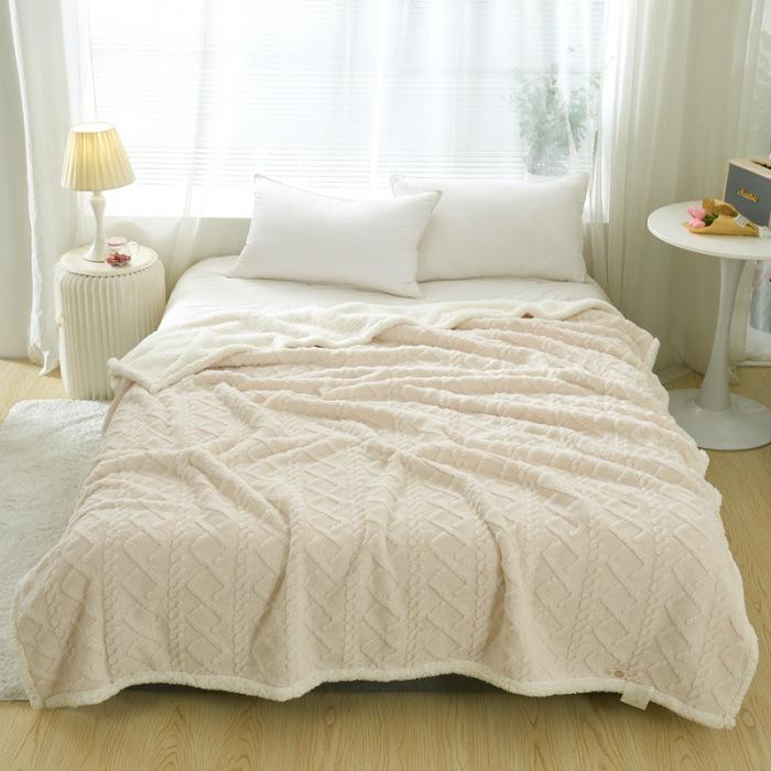 Exclusive Warm Lamb Fleece & Velvet Taffeta Blanket - Custom Thickened Solid Color