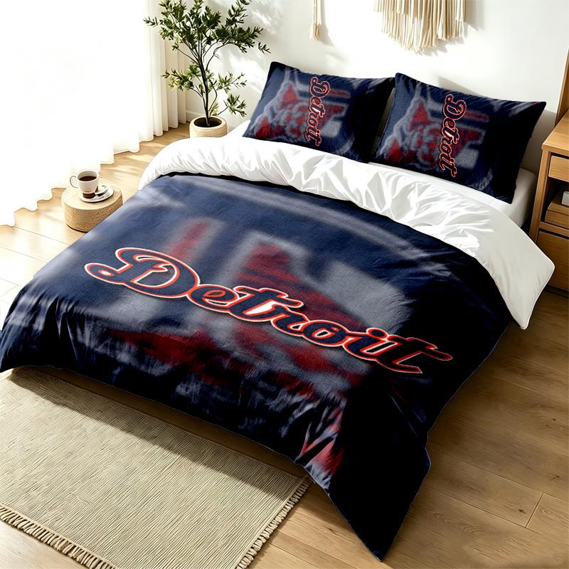 Detroit Tigers 3pc Duvet Cover Set Simple Modern Bedding Set Wrinkle Resistant Soft Fabric All Season Use a Perfect Gift