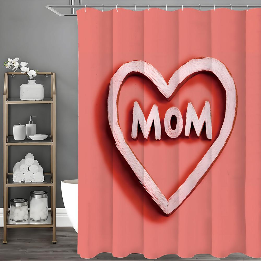 

С Днем матери Любовь Красная Занавеска для душа, Декоративная занавеска для душа для ванной комнаты, Водонепроницаемая занавеска для душа с крючками 90*180cm